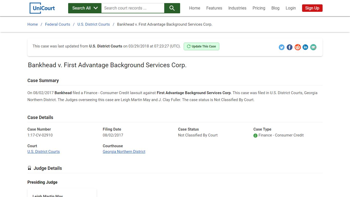 Bankhead v. First Advantage Background Services Corp.